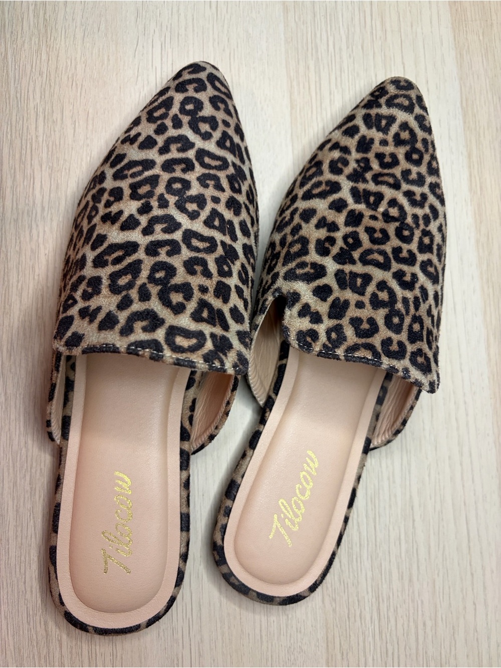 Leopard Print Slip-On Mules - Taupe/Black by Tilcow